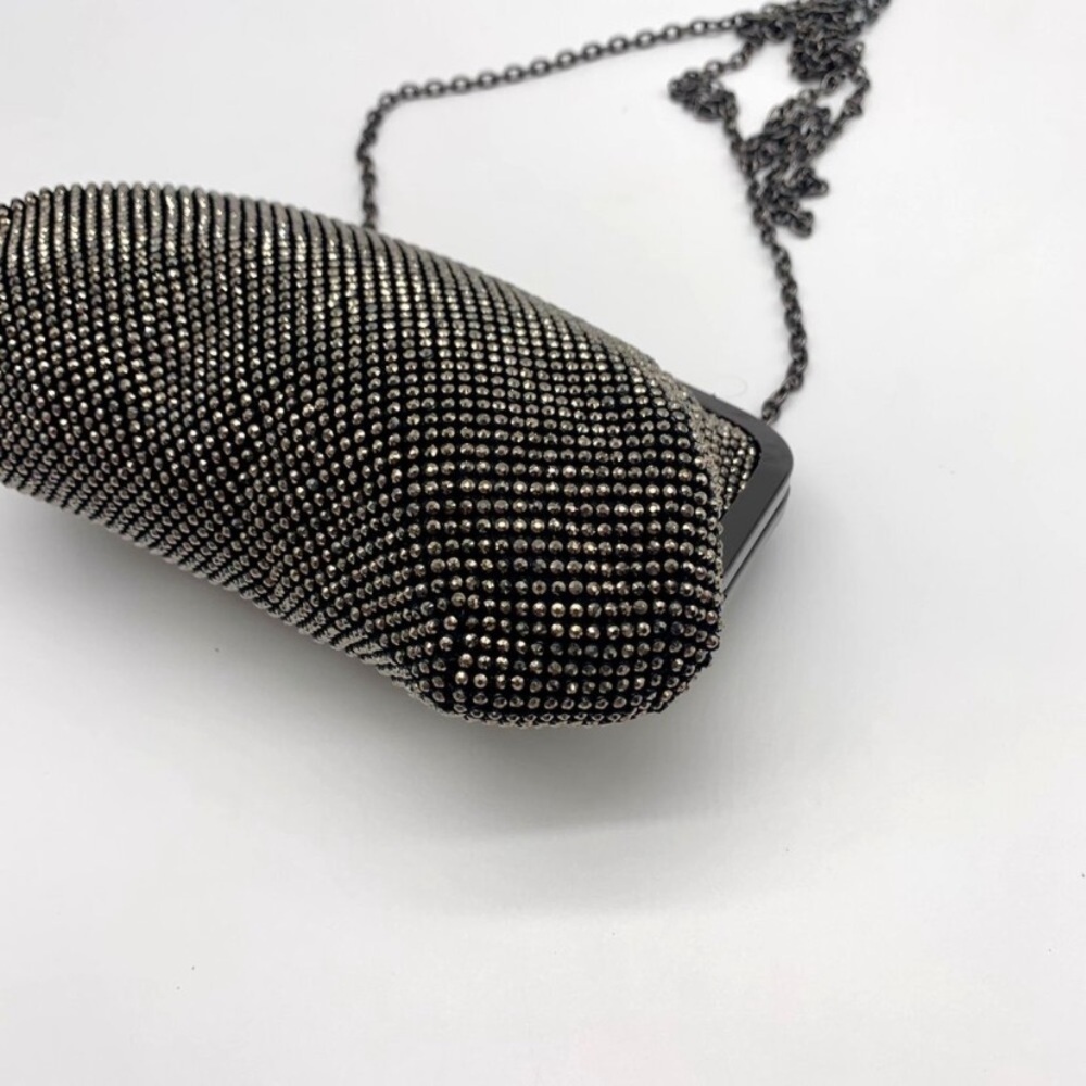 I.N.C. International Concepts Patsy Pewter Diamond Mesh Frame Clutch- NWT - Picture 9 of 12